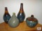 4 Piece Lot Pottery Glazed Vases 3 matching pieces