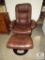 Lane Furniture Leather Brown Reclining Swivel Chair w/ Ottoman