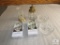 Lot Crystal Candle Holders and Glass Jar with Brass Lid