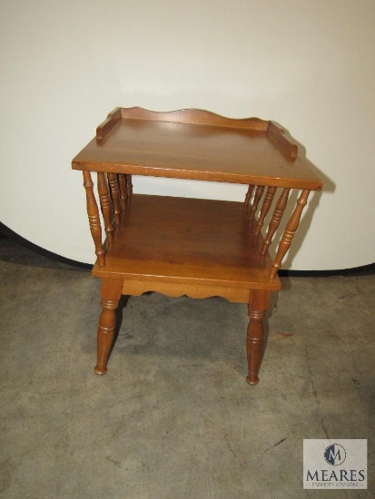 Vintage Spindel Wood Magazine Rack Side Table