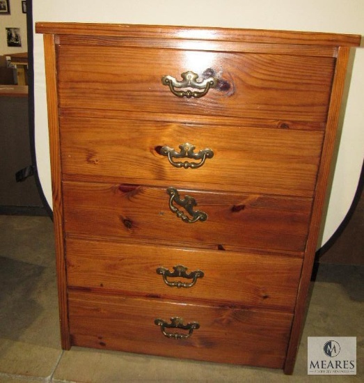 Pine Wood 5 Drawer Chest of Drawers