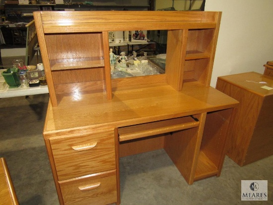 Wood Oak Tone Desk 2 Piece with Shelf