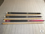 Lot 3 Aska Pool Table Sticks 18,19, 20 oz. Pink, Purple, & Black