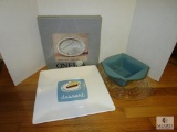 Lot New Oneida Silver Plated Serving Tray, Dessert Platter, Bowl, & Glass Tray