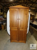 Wood Entertainment Center Cabinet Double Door