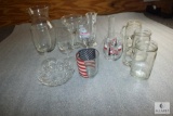 Lot Assorted Glass - Wine Glasses, Vases, Mason type Mugs +