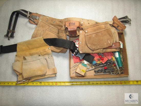 Lot Leather Tool Pouch Belts assorted Drill Bits and Nails