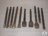 Lot 10 Air Pneumatic Hammer Chisel, Pointed, & Bushing Bits