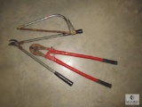 Lot Yard Tools Bow Saw, Bolt Cutters, & Limb Nippers