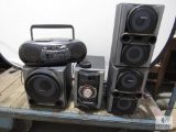 Sony MP3 CDR Stereo w/ 3 Speakers and portable Sanyo Radio CD Player