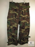 Overgarment Chemical Protective Woodland Camo Pants w/ Suspenders Sz. Medium Short