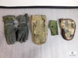 Lot Goretex Gloves Sz. Large, Padded Pistol Case, & 2 Camo Pouches