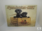 New Tin Sign Remington UMC First in the Field Wood Ammo Crate w/ Lab Pups