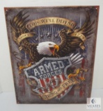 New Tin Sign This We Will Defend Armed Forces Military American Eagle Strong & Free