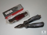 Lot New NRA pocket knife w/ Wood Handle and Small Columbia Multi-Function Tool