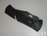 SOG Trident Folding Black Tactical Pocket Knife 3.75