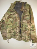 US Official Army Issue Goretex Nylon Camo Hooded Jacket Approx Size Large - X-Large
