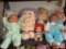 Shelf Lot of assorted vintage Baby Dolls & stuffed animals