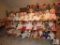 Handmade Wood Shelf with Large Lot Assorted Vintage Baby Dolls