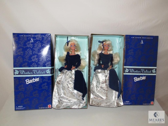 Lot 2 Barbie Winter Velvet Avon Exclusive 1995 Dolls