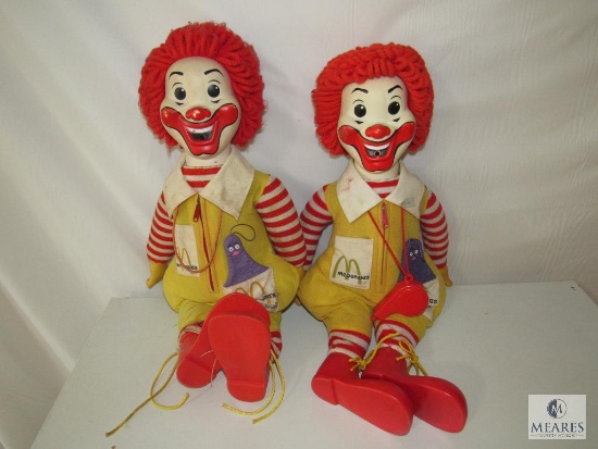 Lot 2 Vintage Ronald McDonald Plush Dolls