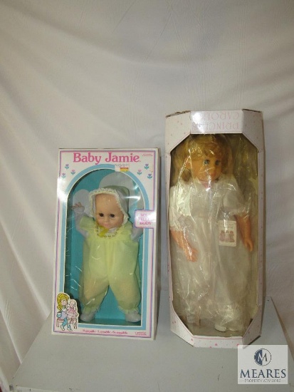 Lot 2 Baby Dolls in box Princess Caroline 22" & Baby Jamie 18" both blinky eyes