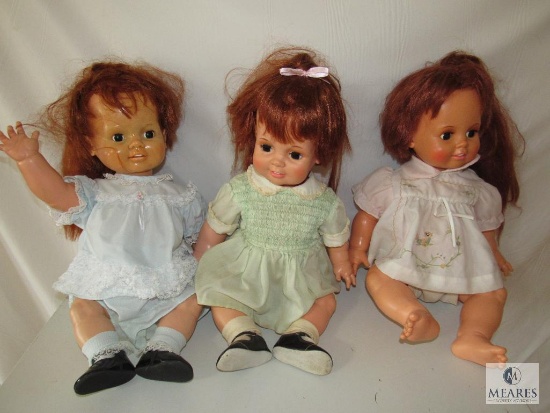 Lot 3 Deal Toy Co Grow Hair Baby Dolls Each 22" Fixed eyes, open mouth.