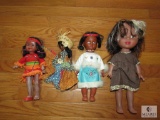 Lot of 4 assorted Vintage Indian & Hawiian Dolls