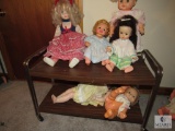 Mobile Cart with assorted Vintage Baby Dolls