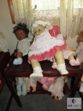 Vintage Wood Side Table with assorted Baby Dolls