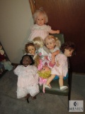 Vintage Metal Padded Chair with Assorted Baby Dolls