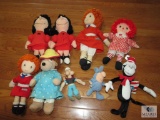 Lot Assorted Character Plush Popeye Lucy Annie Ziggy Cat in Hat +