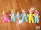 Lot 6 Vintage Bean-filled Baby Dolls some Pull String