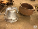 Vintage Metal Dinner Bell & Cauldron Pot