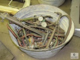 Galvanized Bucket with Cutting Torches, Gauges, and Oxygen Acetylene Hose