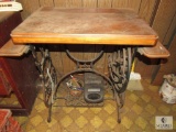 Vintage Dosmetic Sewing Machine Wood Top with Cast Iron Base