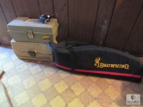 Lot 2 Tackle Boxes, Fishing Reel, and Browning Long Gun Soft Case