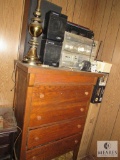 Bedroom contents - Dresser, Nightstand Table, Lamp, Stereos, and Star Wars Mini Helmets