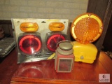 Lot New Trailer Light Kit, Roadside Light, and Small Tin Lantern