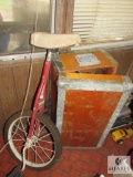 Vintage Unicycle Bike and Wood Storage Case