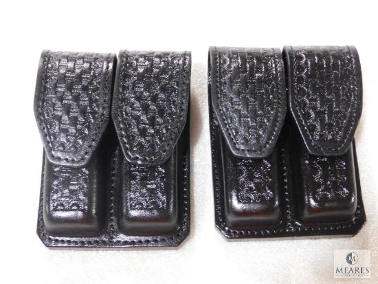 2 new Hunter leather double mag pouches fits staggered mags Beretta, Glock, Sig