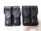 2 new Hunter leather double mag pouches fits staggered mags Beretta, Glock, Sig