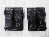 2 new Hunter leather double mag pouches fits staggered mags Beretta, Glock, Sig