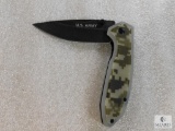 New US Army spring assist tactical folder with belt clip