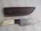 New custom Damascus fixed blade skinner with leather sheath