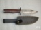 New custom Damascus fixed blade skinner with leather sheath