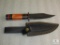 New custom Damascus fixed blade skinner with leather sheath