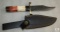 New custom Damascus fixed blade skinner with leather sheath