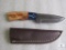 New custom Damascus fixed blade skinner with leather sheath