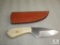 New bone handle fixed blade skinner with leather sheath